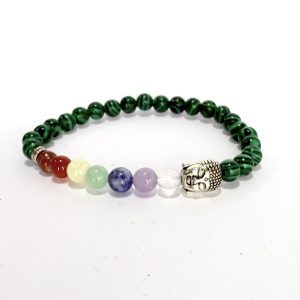 Malaquita con Chakras y Buda 6mm