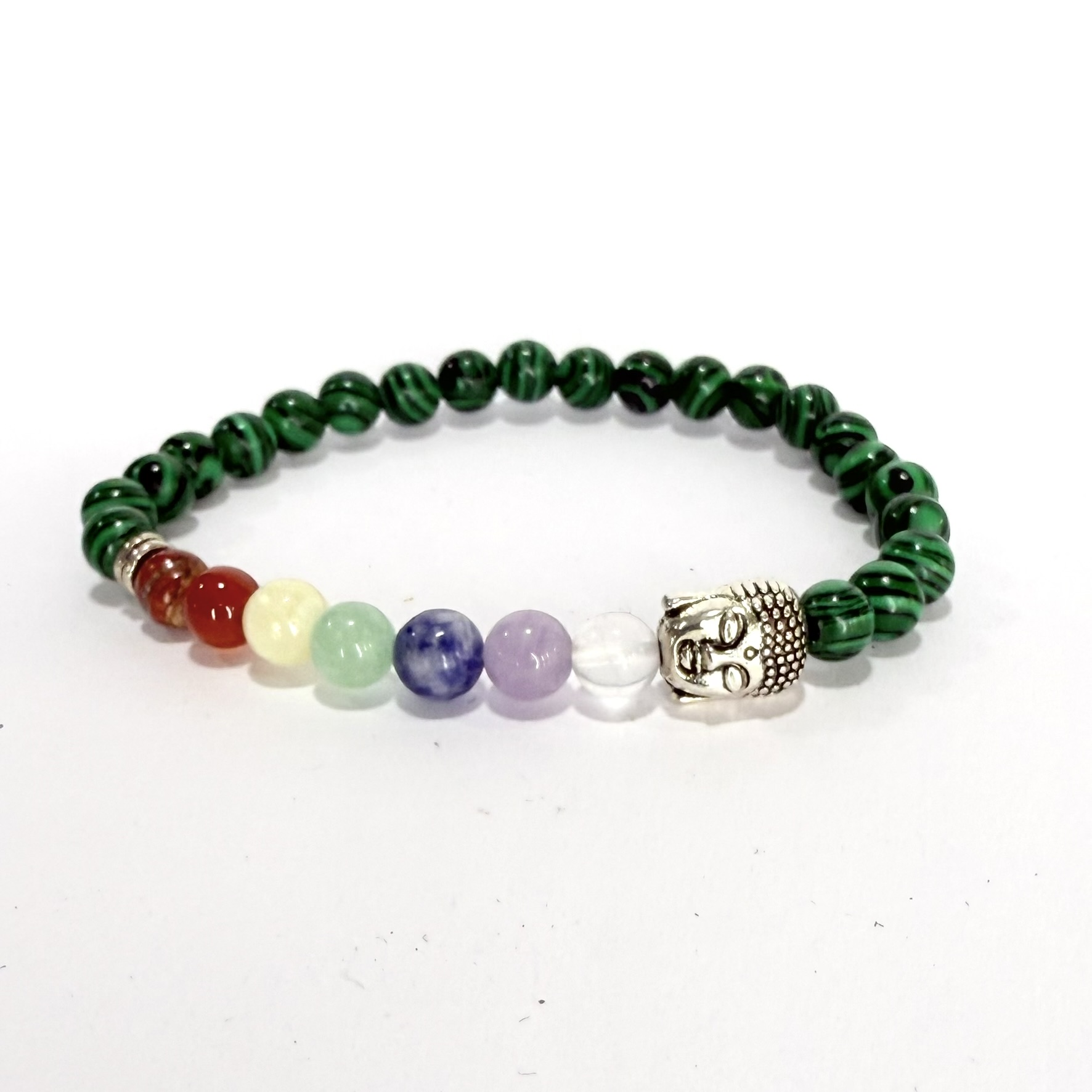 Malaquita con Chakras y Buda 6mm