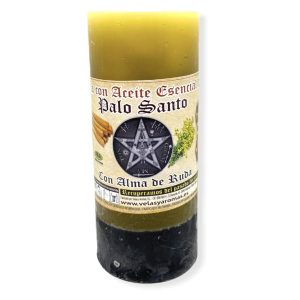 Velón Palo Santo con alma de Ruda