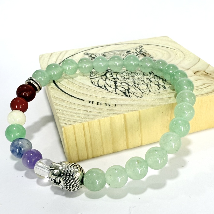 Ágata Verde con Chakras y Buda 6mm - Imagen 2