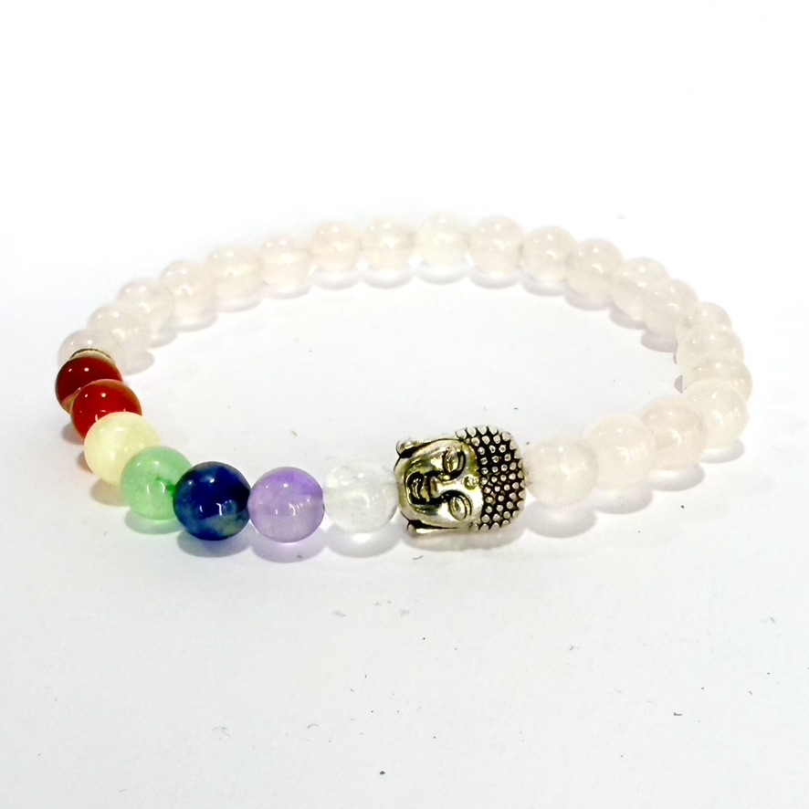 Cuarzo Rosa con Chakras y Buda 6mm