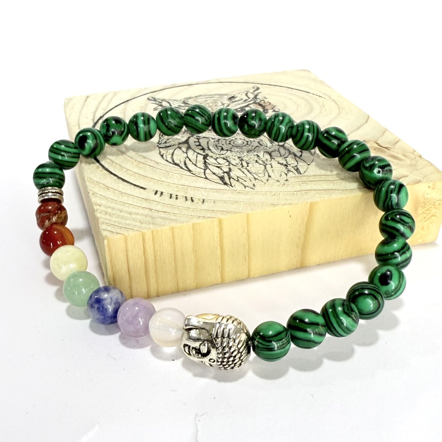 Malaquita con Chakras y Buda 6mm - Imagen 2