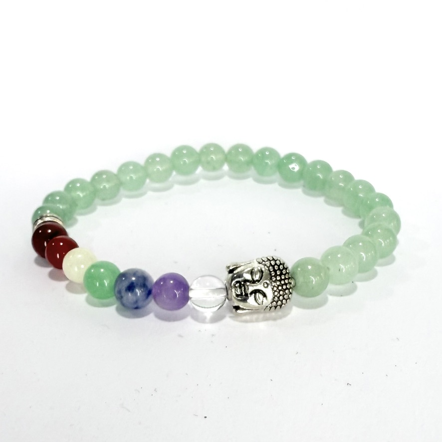 Ágata Verde con Chakras y Buda 6mm