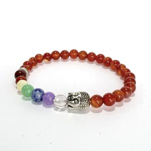 Agata carneola con Chakras y Buda 6mm