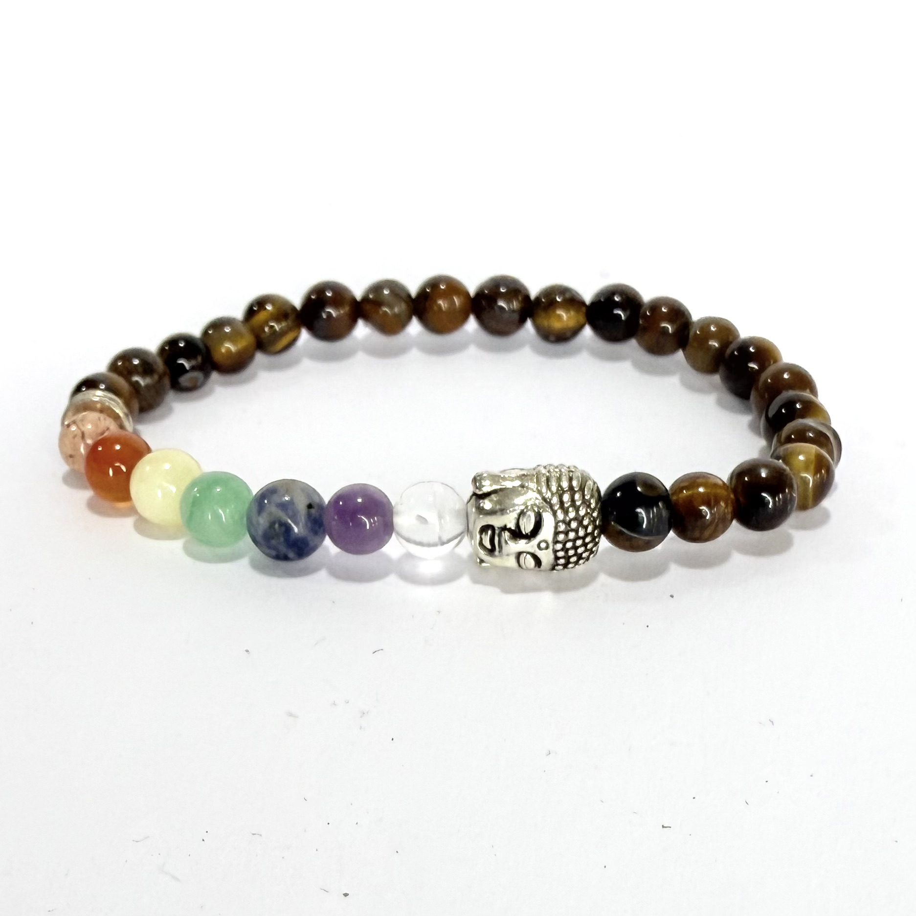 Ojo de Tigre con Chakras y Buda 6mm