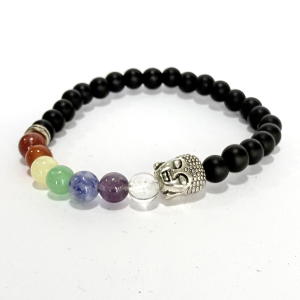 Obsidiana Mate con Chakras y Buda 6mm
