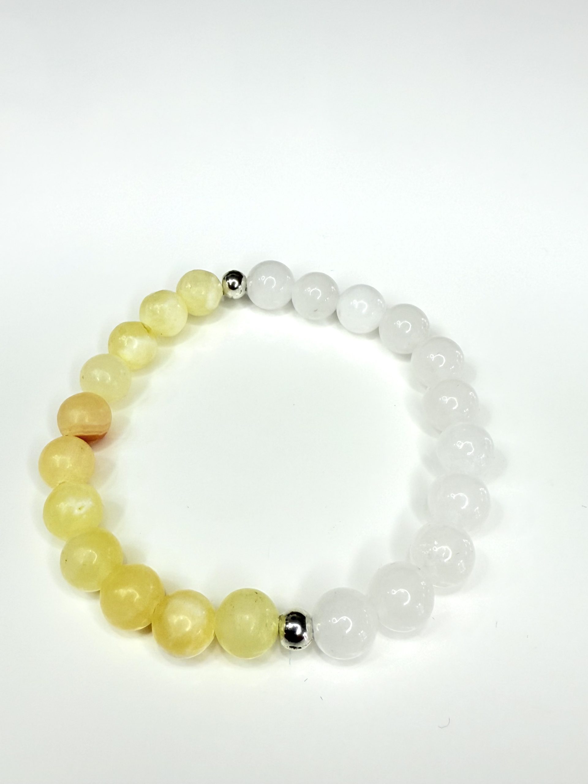 Dual Calcita Amarilla y Jade Blanco 8mm