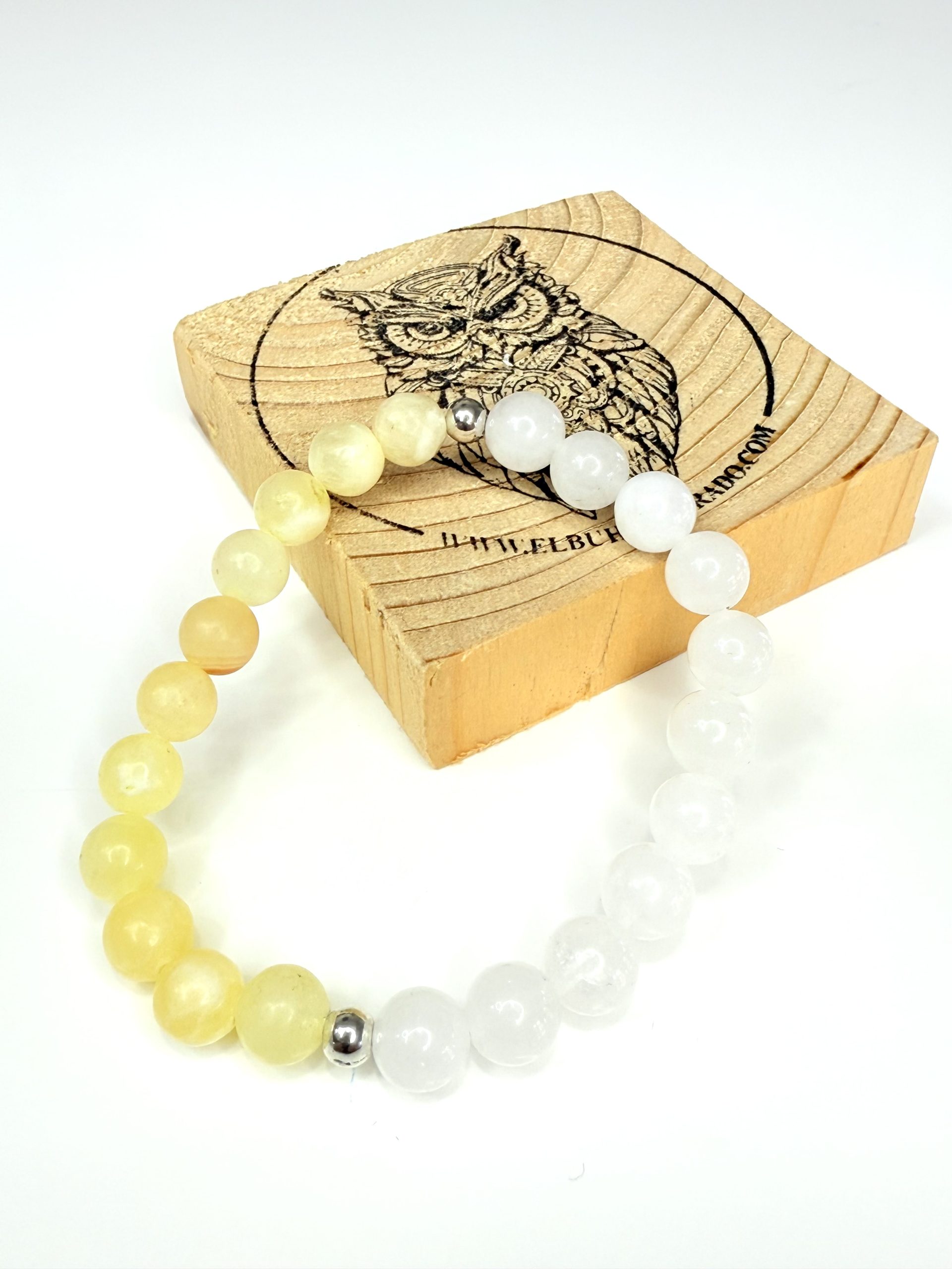 Dual Calcita Amarilla y Jade Blanco 8mm - Imagen 2