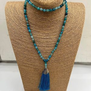 Japa Mala Ágata Bandeada Azul 108