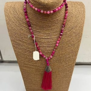 Japa Mala Ágata Bandeada Rosa 108