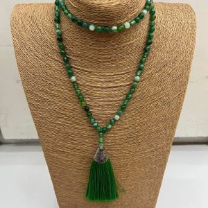 Japa Mala Ágata Bandeada Verde 108