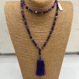 Japa Mala Ágata Bandeada Morada 108